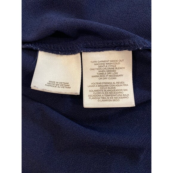 Kasper Womens Blouse Sleeveless Top Navy Size XL + Stretch Keyhole Pleated Frnt - Picture 8 of 10